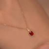 FY-0001 Red Zircon Necklace Women's 925 Sterling Silver Trendy Gold Plated Simple Fashionable Versatile Elegant Light Luxury