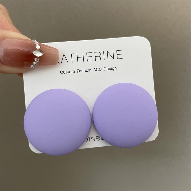 Neue runde bunte Ohrringe für Damen - Bonbonartige fluoreszierende Farbe, Übertriebene große runde Scheiben als Ohrringe.