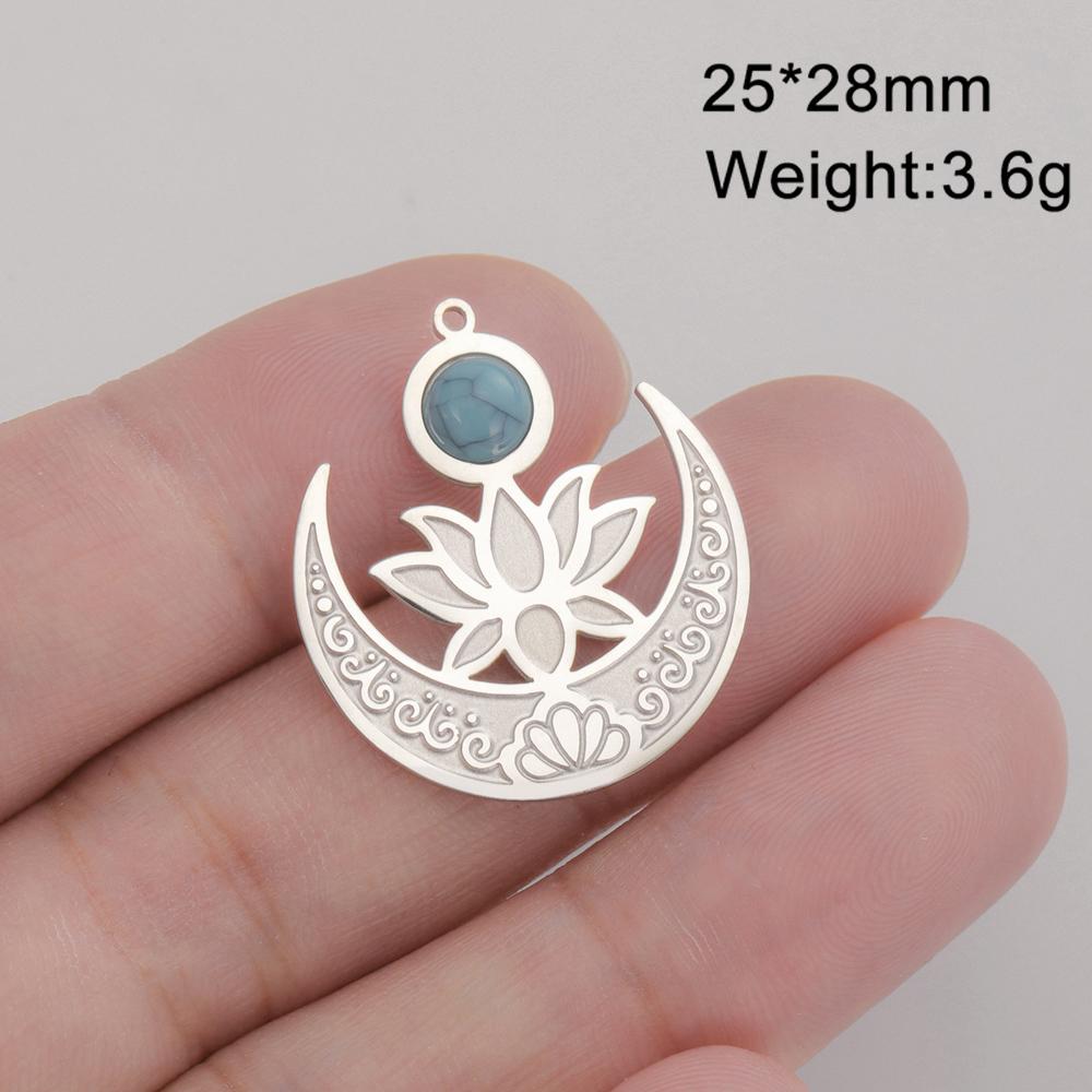 Dawapara Lotus Flower Charm for Jewelry Making Yoga Buddhist Mandala OM Lotus Pendant Accessories Stainless Steel Jewelry
