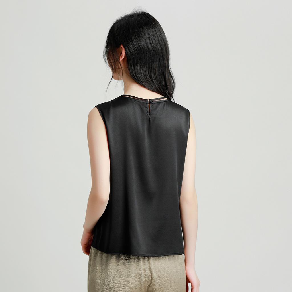 92% Mulberry Silk Stretch Satin Fashion Bottom Top Versatile High End Shirt Mulberry Silk T-shirt for Women