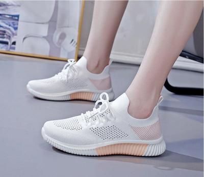 Women Shoes 2024 Spring White New Breathable Sports Mesh Versatile Summer Hollow Walking Flying Woven No-slip Ladies Sneakers