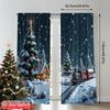 2pcs 2D Flat Printing Merry Christmas Popular Drapes Christmas Village Train Scene Fabric Without Electricity Holiday