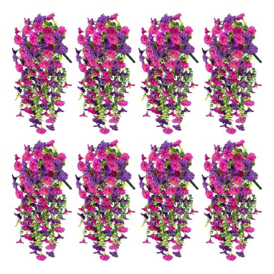 8Pcs Simulated Flowers 5 Forks 69 Purpose Outdoor UV Resistance Hanging Artificial Morning Glory Low Maintenance Plastic Flowers
