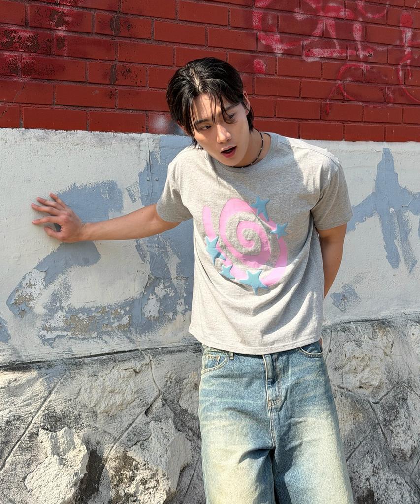AMOU Molly Star Half T-Shirts Gray