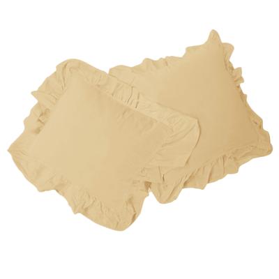 Kissenbezug 40x40, Set aus zwei Kissenbezügen mit Rüschen, Naturcreme