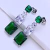 KNIKOO Clip Earrings For Women Green Cubic Zirconia Fashion Long Drop Earrings Jewelry For Wedding Party Gifts