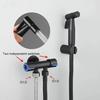 Brass Material Bidet Faucet Black Portable Bidet Sprayer Set Single Cold Water Shower Head One In Two Out Angle Valve