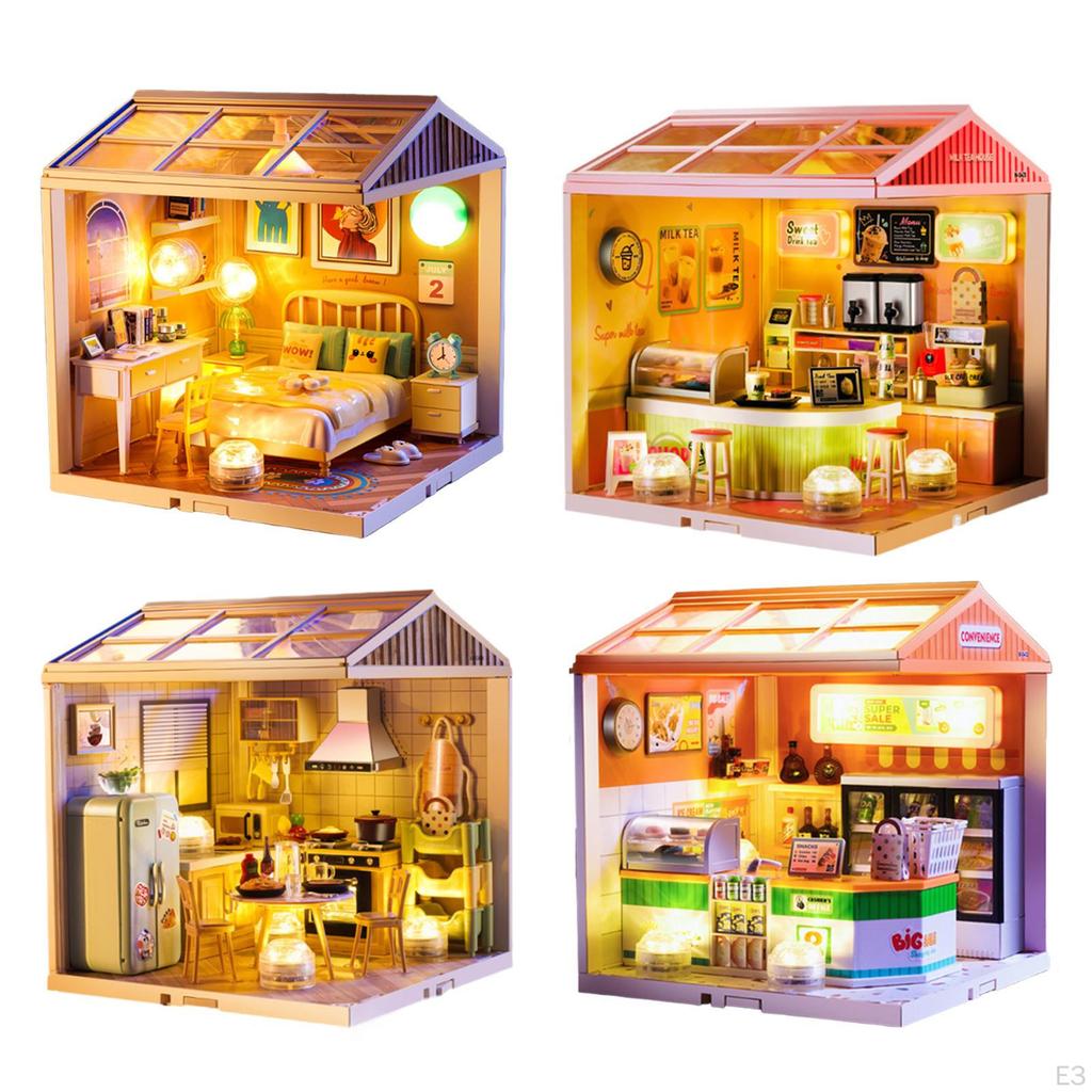 Craft Doll Houses with Furniture Tiny House Diorama for Teens And Kids