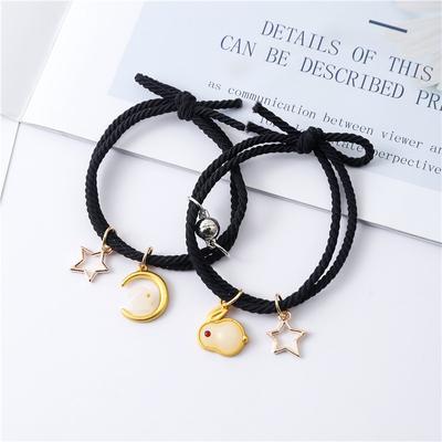 Anno di nascita Bracciale lepre di giada Bracciale per coppia per fidanzato Fidanzata Guaina in pelle più piccola Stile Ins Regalo di compleanno Fascia per capelli femminile