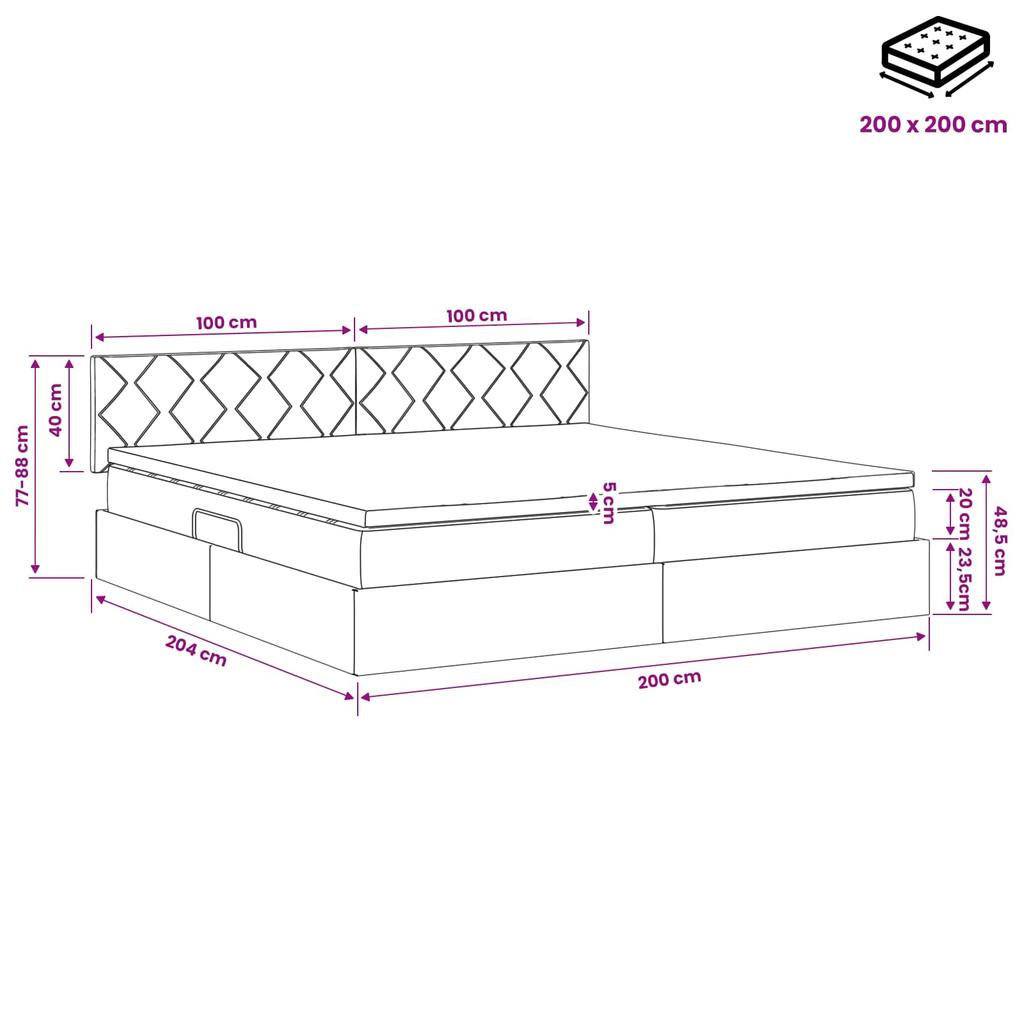 Storage Bed with Headboard Pink 200 X 200 Cm Velvet