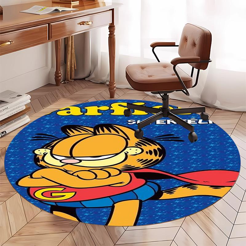 Garfield Printed Round Rug Carpet Chair Rug Area Rug Entryway Doormats,for Office Chair Living Room Bedroom Kitchen Room.