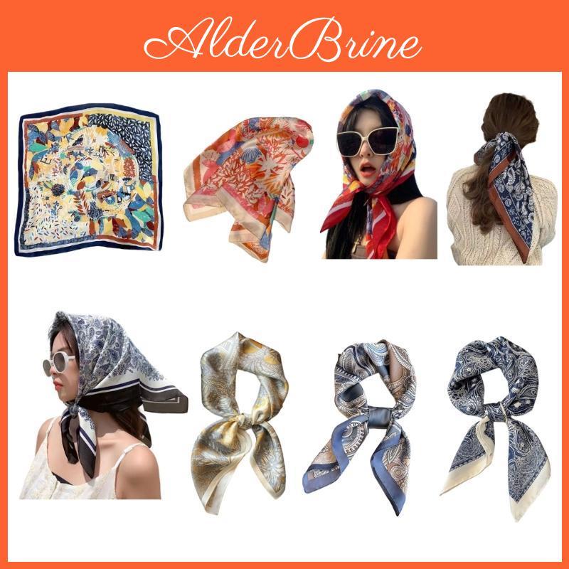70cm Head Square Scarf Elegant Bandana Shawl Head Wrap For Women With Flower Patterns For Various Occasion Photography