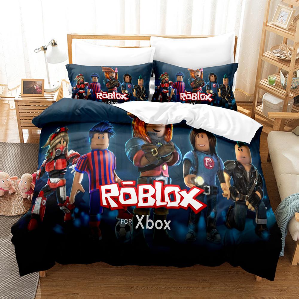 Three-piece home textile four-piece set, cartoon ROBLOX My World digital printing bedding