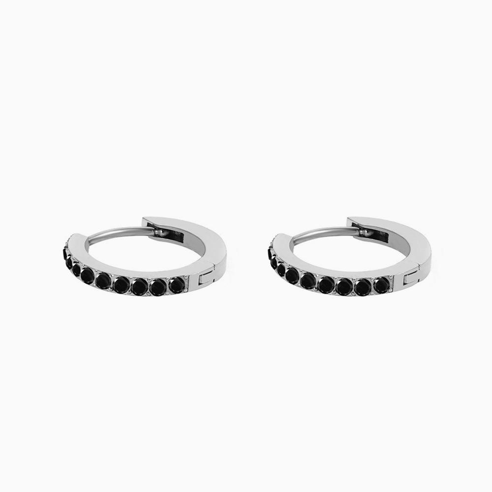 Luxurious Titanium Rhinestone Earrings - Elegant Stainless Steel Design