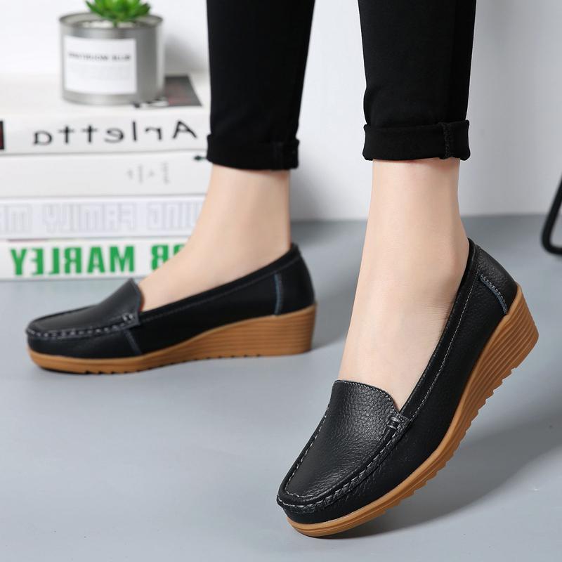 Scarpe basse da donna in pelle con plateau per primavera/autunno