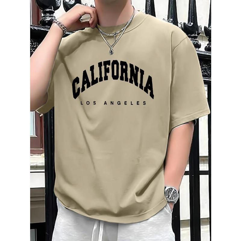 Summer Men's 100% Pure Cotton Casual Loose Plus Size Paris French Printed Sports Comfortable Round Neck Short Sleeved T-shirt