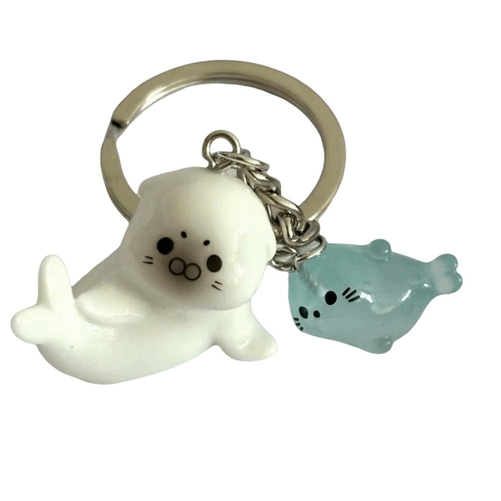 3D Cartoon Sea Lion Keychain Resin Key Holder Cute Animal Keyring  For Young Girls