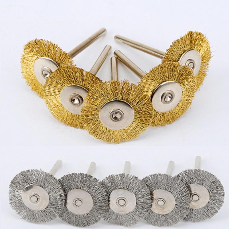 5Pcs 25mm Stainless Steel/copper Wire Wheel Brushes for Dremel Accessories Polishing Brush for Mini Drill Grinder Rotary Tools