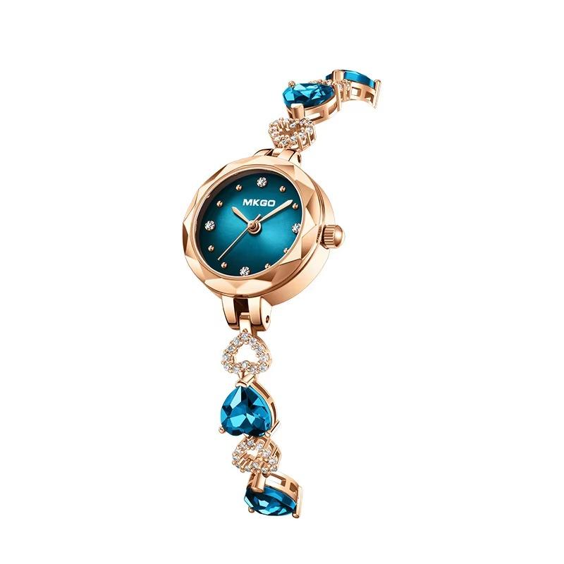 L36 Casual and Fashionable Women Watch Diamond Studded Waterproof Blue Crystal Bracelet Quartz Watchwatches for Woman