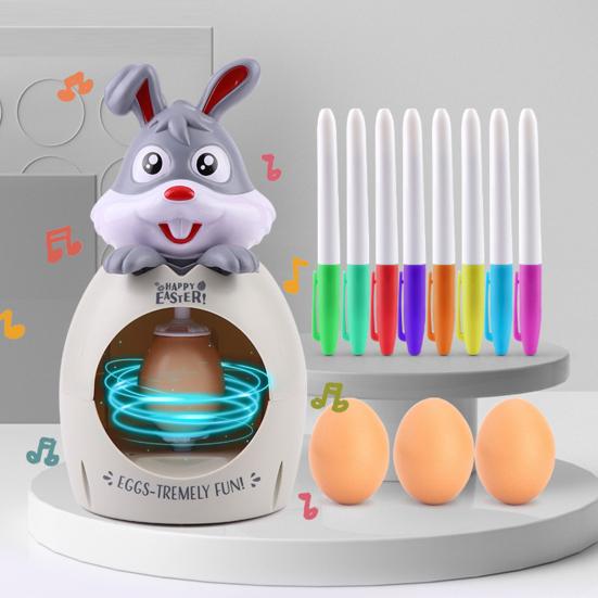 Egg Painting Machine Kit Bunny Spinner with 8 Colorful Markers And 3 Plastic Eggs Easter Egg Decorator Set for DIY Painting Easter Eggs