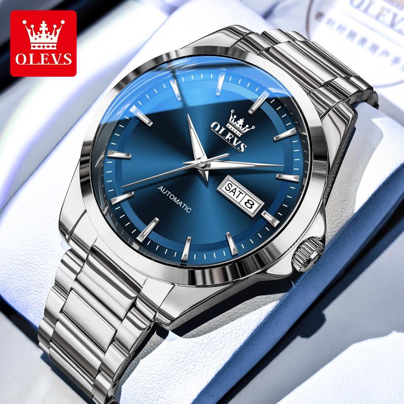 OLEVS Men's Automatic Mechanical Watch - Day/Date, Waterproof, Luminous, Steel Band