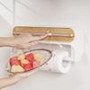 Combined ABS Kitchen Wrap Cutter and Paper Towel Holder with Concealed Sliding Blade and Magnetic Refrigerator Mount