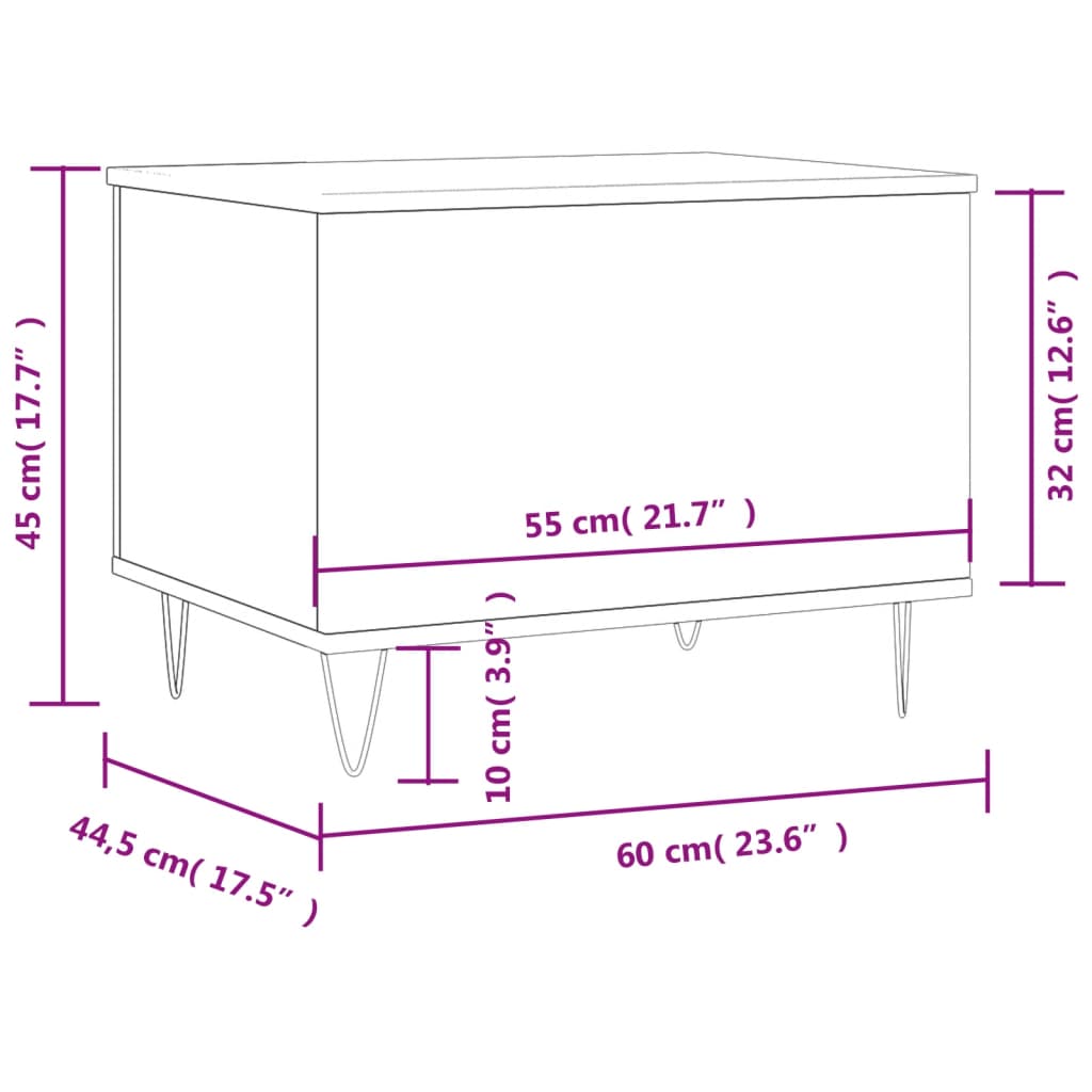 Black Coffee Table 60 x 44.5 x 45 cm Particleboard