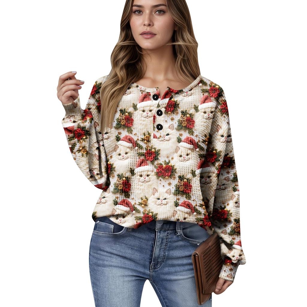 Women's Casual Shirts Long Sleeve Tops Button Up V Neck Loose Knit Fall Favorites For Women