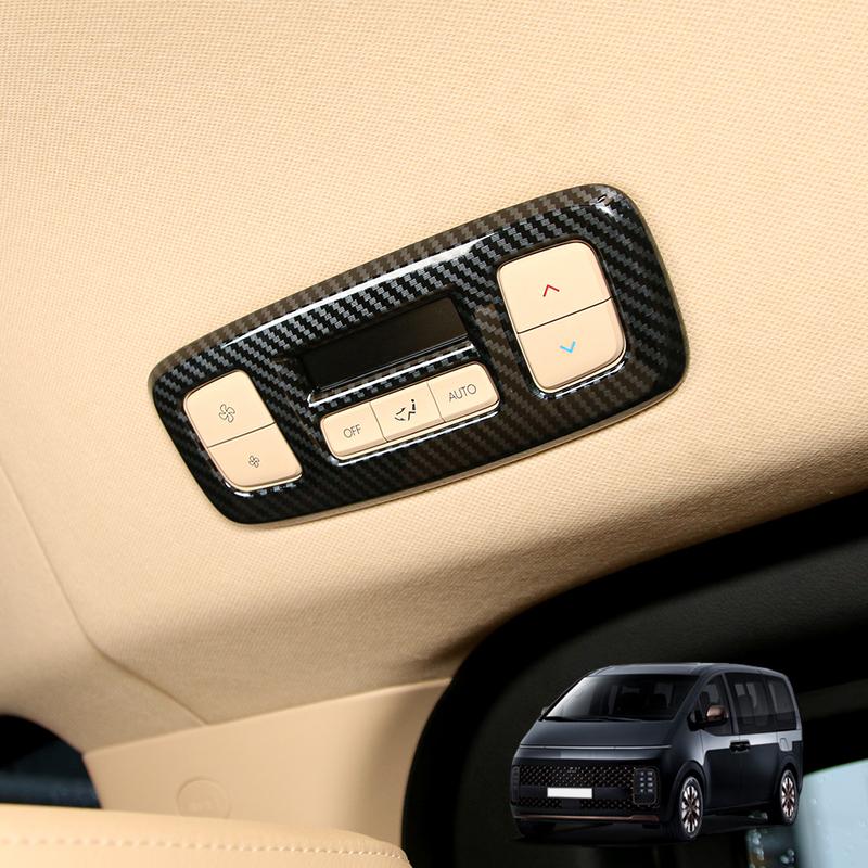 Car Tuning Carbon Fiber Central Console Gear Shift Window Button Air Vent Cover Accessories For Hyundai Staria -2026 LHD