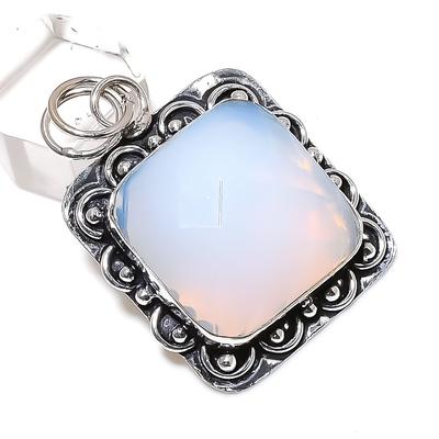 Natuurlijke Melkachtige Opaal Edelsteen Handgemaakt 925 Sterling Zilver Cadeau Hanger 2.01" S6q28