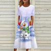 Women's Casual Fashion Christmas Print O-neck Dress