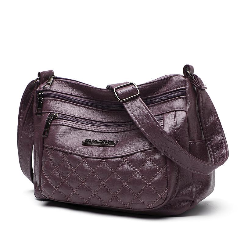 Women's Bag Embroidery Thread Rhombus New Fashionable Multi-layer Flow Shoulder Bag Messenger Bag