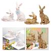 2x Rabbits Statue Rabbits Sculpture Garden Art Decoration Elegant Resin