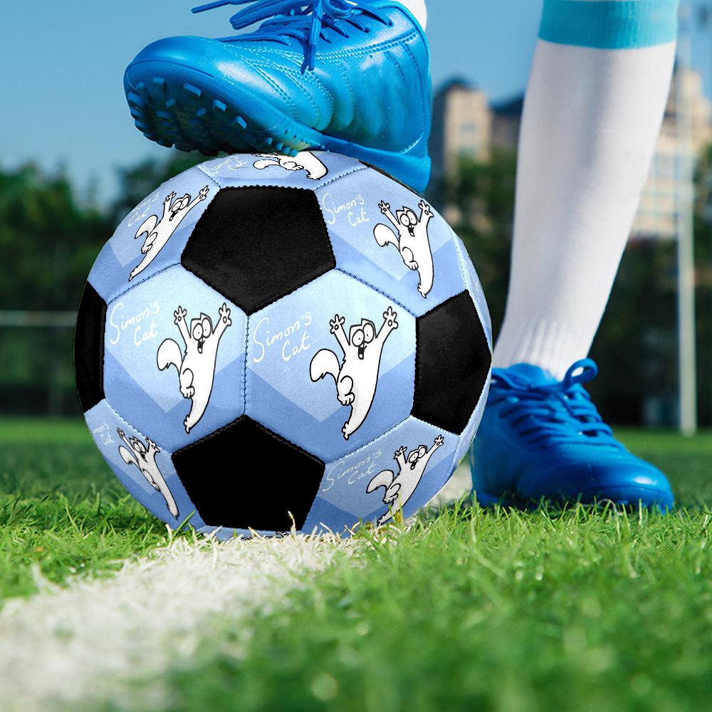 Simon's Cat Cute Cartoon Indoor Soccer Ball Colorful Machine Stitched PVC Size 5 Team Training Competition Ready Durable High-Bounce Cool Sports Gift