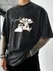Good Cartoon Dog Cat Design Washed T Shirt Man Cotton Casual TShirt Vacation Beach Clothes Oversized Comfortable Sportswear