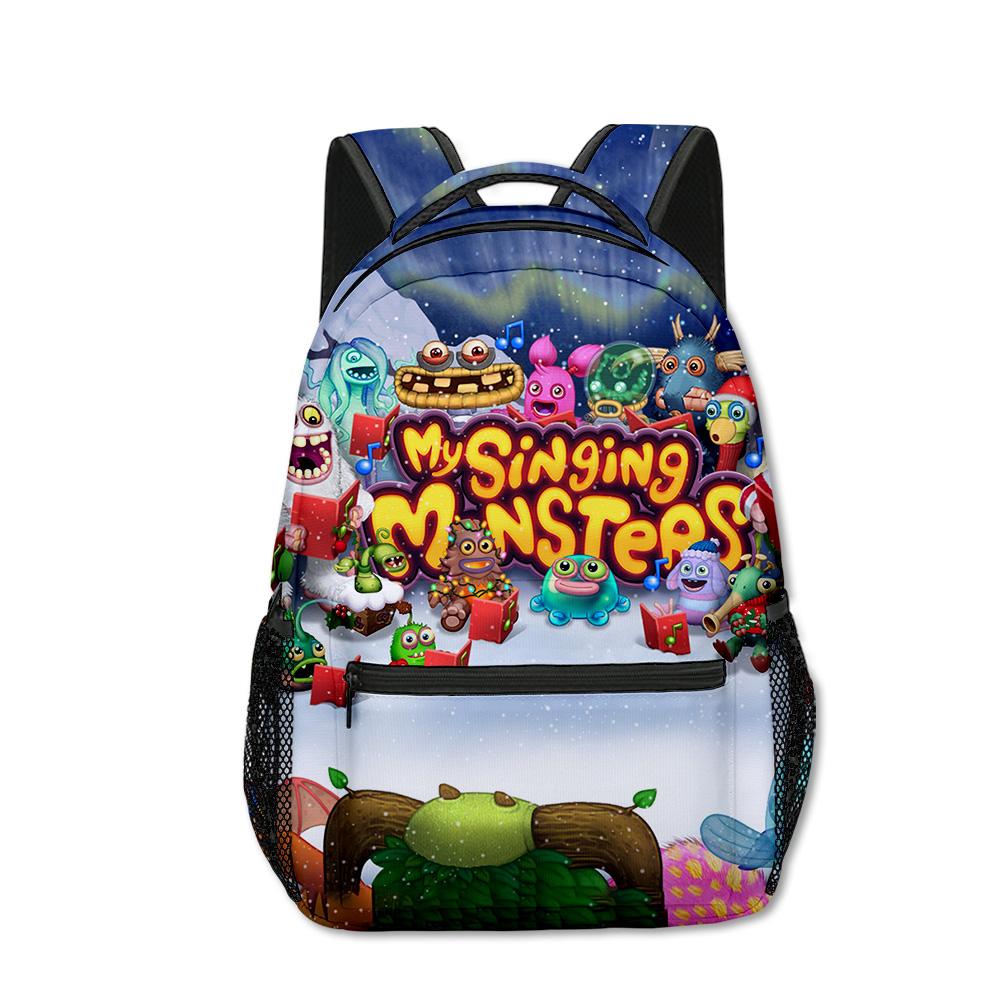 Mochilas Escolares para Estudiantes de My Singing Monsters de Lujo con Novedad, Mochilas para Cuadernos con Estampado 3D de Oxford Impermeables, Mochilas de Viaje para Niños/Niñas