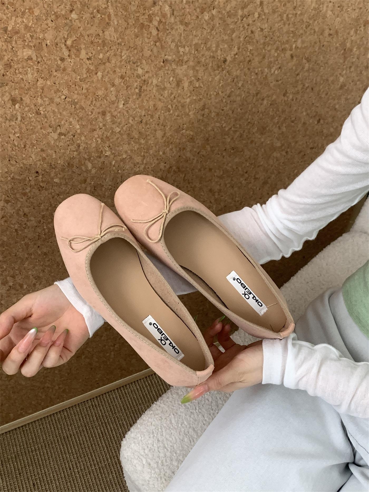 

Korean version of small single shoes flat-soled soft-soled retro grandma shoes 2025 new bow-tie shallow mouth French ladyshoes 39 розовый