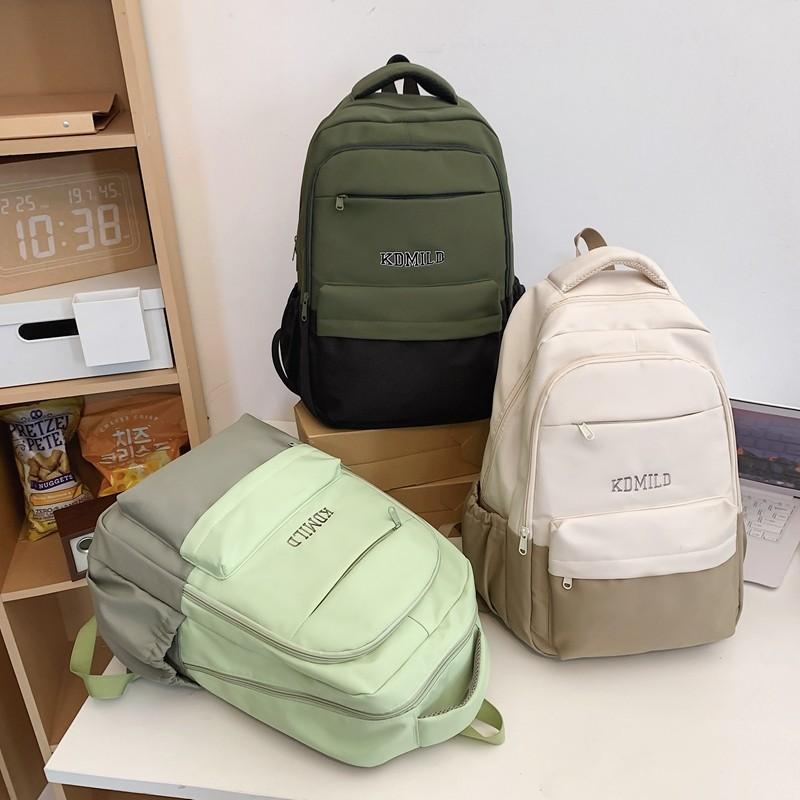 Student Skolväska Kvinna Colorblock Stor kapacitet Datorryggsäck Man Gymnasieryggsäck