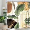 Black Gold Christian Shower Curtain, Tropical Palm Bible Verse Print, Modern Monstera Aesthetic With Hooks