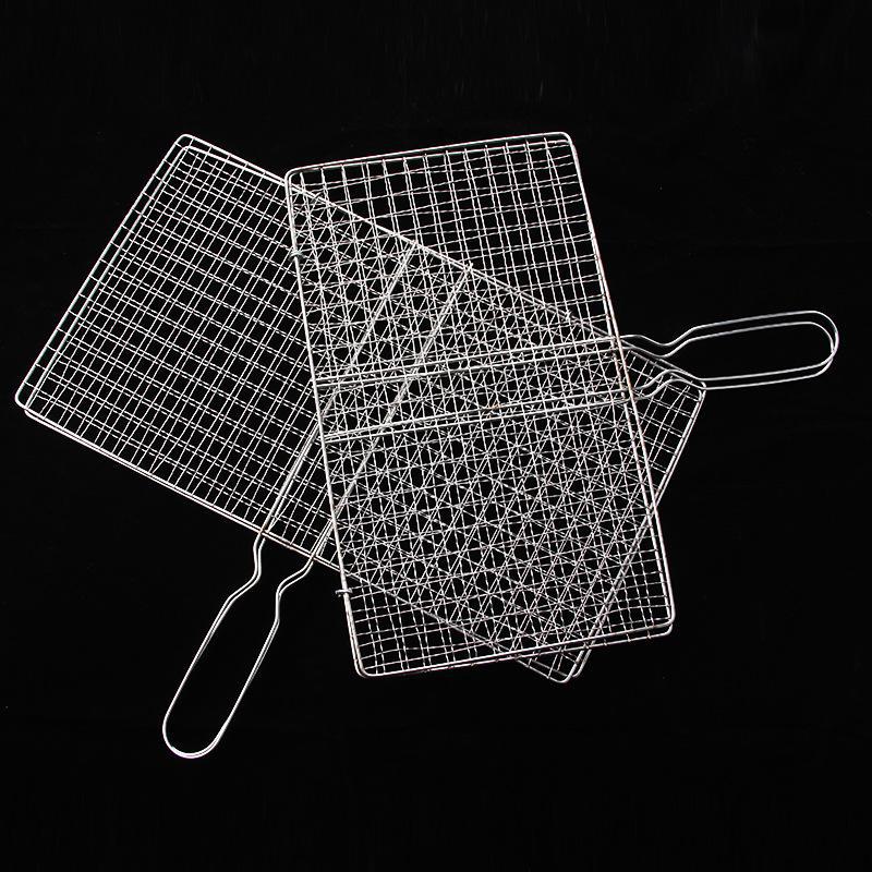 Barbecue Net Thickened Stainless Steel Grill & Vegetable Clip, Disposable Household Mesh Rack Grate