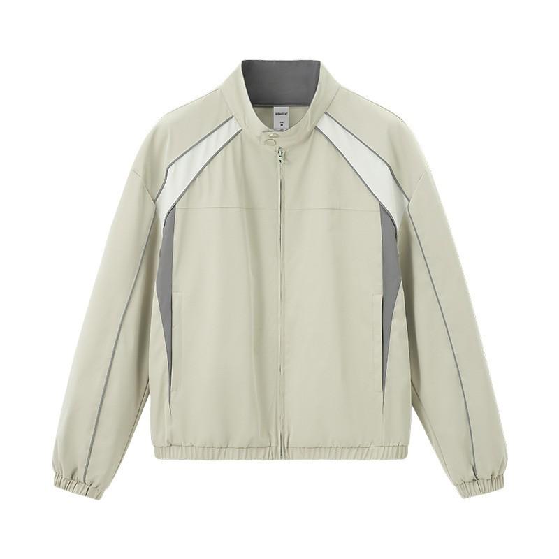 Mens Retro Sporty Cycling Jacket Wide-Leg Pants Set - Streetwear Style Stand Collar Zip Front Loose Fit