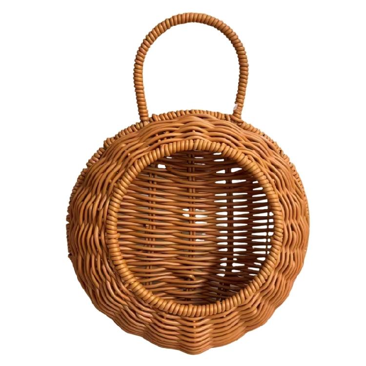 Handgeflochtener Rattan Blumenkübel Korb Wandbehang Für Garten Ranken Topf Pflanzenhalter Heimdekoration Wandpflanzer