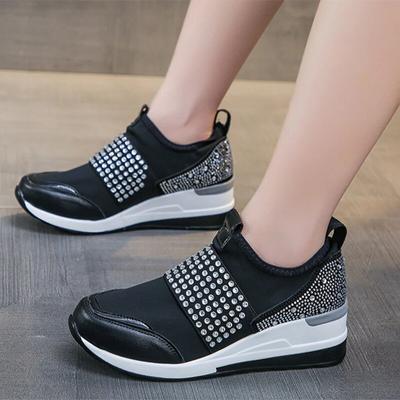 Platte Sportsneakers Kristal Dames Luxe Schoenen Zomer Buiten Designer Wandelschoenen Casual Laag Uitgesneden Hardlopen