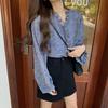 2025 Chic Korean Style Floral Chiffon Women's Long-Sleeve Puff Shirt