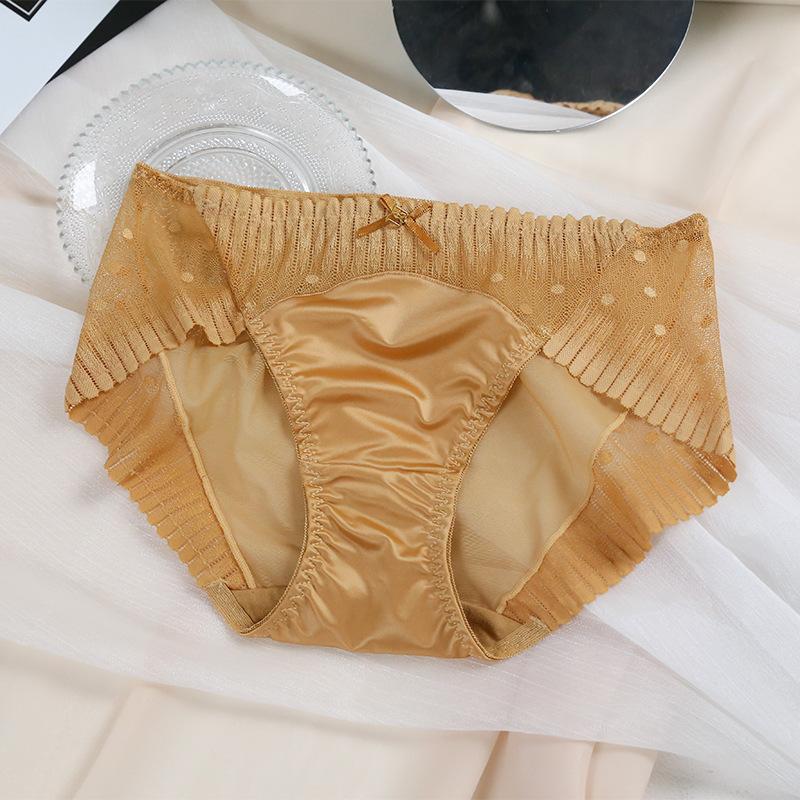 Spring and Summer Ice Silk Underwear Women's Satin Seamless Sexy Triangle Panties
