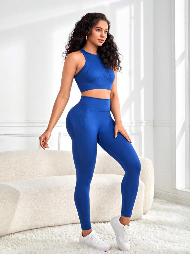 Seamless Quick-Dry Yoga Set: Moisture-Wicking Vest & Sweat-Absorbing Leggings