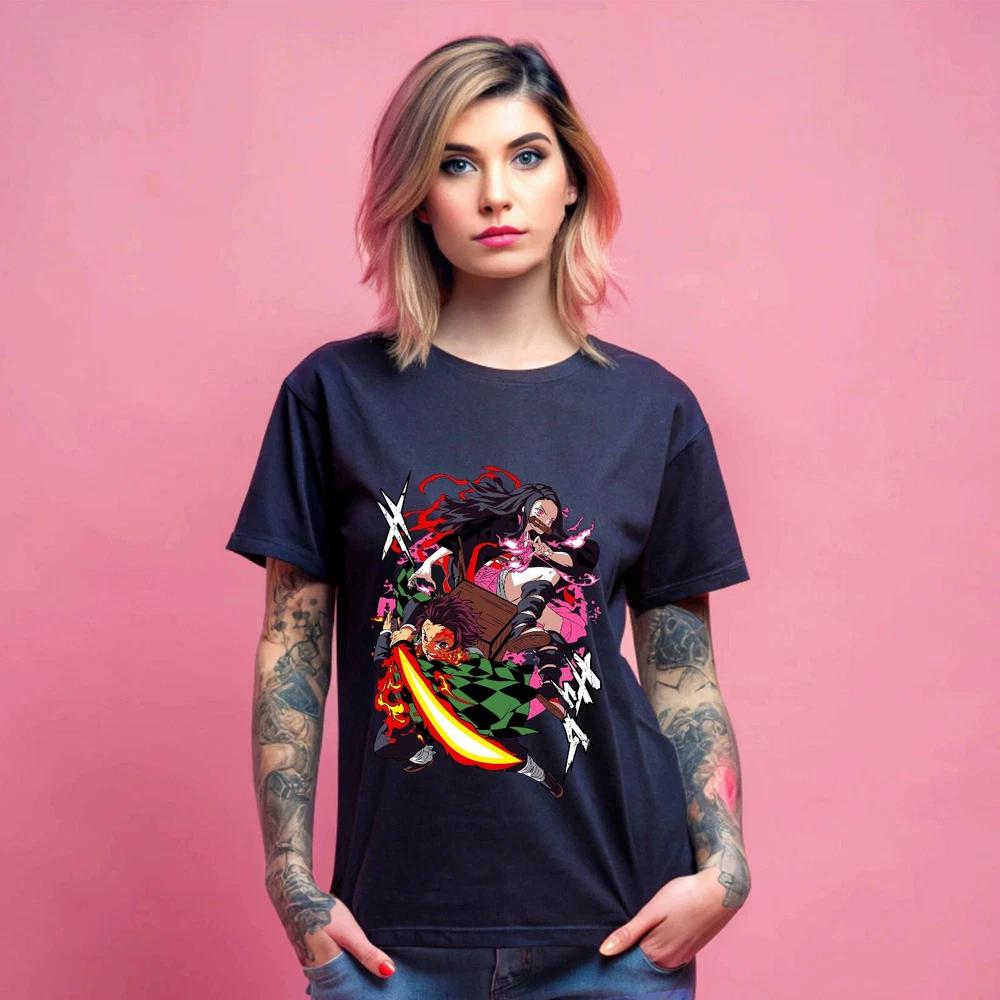 Anime Nezuko Demon Slayer Kokushibo Kimetsu No Yaiba Tanj Black T Shirt