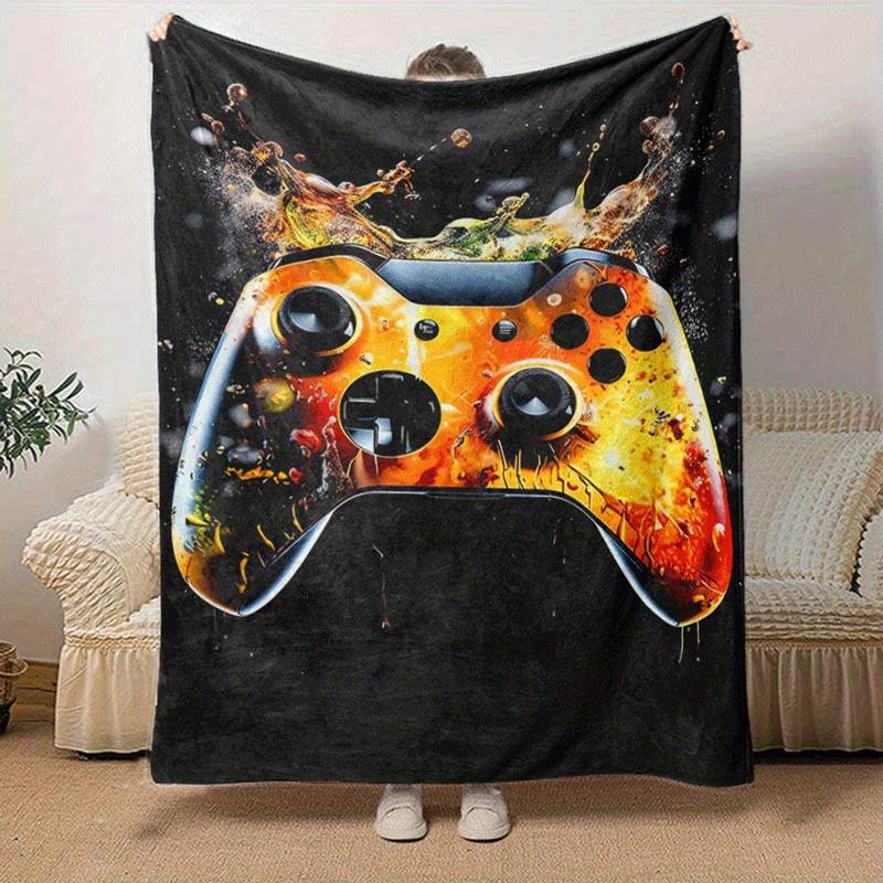 1pc Game Controller Printing Lightweight Flannel Blanket, Comfortable and Warm Blanket, for Camping Sofa Bed and Couch Office, Suitable for G