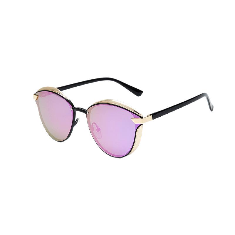 Trendy Purple Cat Eye Sunglasses for Women Metal Frame Sun Glasses