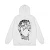 Mens Oversized Hoodie With Embroidered Skull Spine Design Streetwear Casual Pullover Cotton Blend Loose Fit